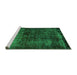 Sideview of Machine Washable Persian Green Bohemian Area Rugs, wshabs1977grn