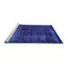 Sideview of Machine Washable Persian Blue Bohemian Rug, wshabs1977blu