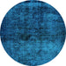 Round Persian Light Blue Bohemian Rug, abs1977lblu