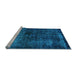 Sideview of Machine Washable Persian Light Blue Bohemian Rug, wshabs1977lblu