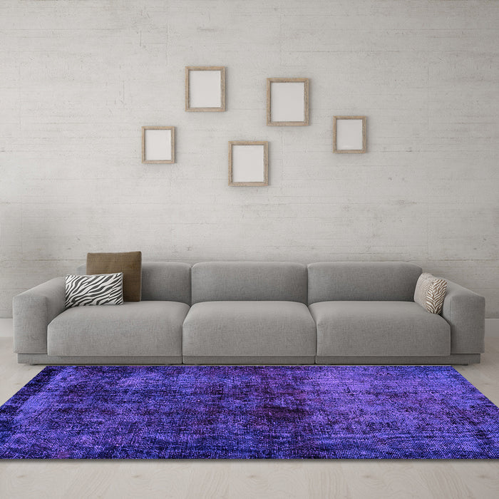 Machine Washable Persian Purple Bohemian Area Rugs in a Living Room, wshabs1977pur