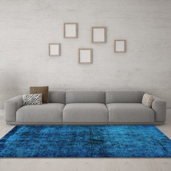 Machine Washable Persian Light Blue Bohemian Rug in a Living Room, wshabs1977lblu