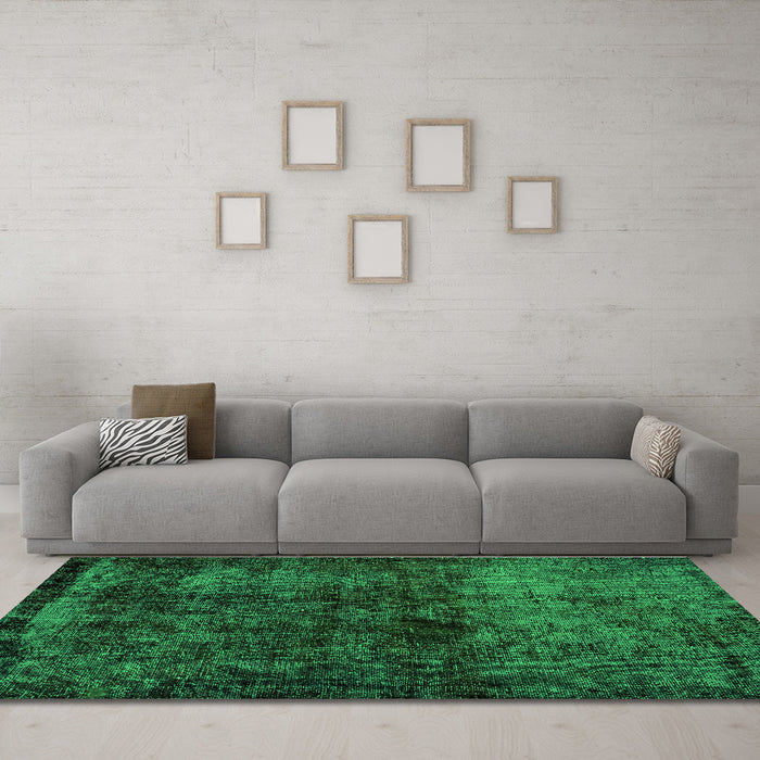 Machine Washable Persian Green Bohemian Area Rugs in a Living Room,, wshabs1977grn
