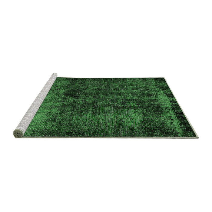 Sideview of Machine Washable Persian Emerald Green Bohemian Area Rugs, wshabs1977emgrn