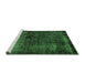 Sideview of Machine Washable Persian Emerald Green Bohemian Area Rugs, wshabs1977emgrn
