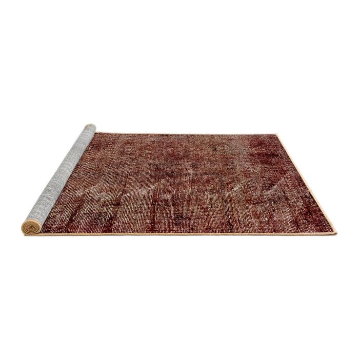 Sideview of Machine Washable Abstract Saffron Red Rug, wshabs1978