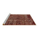 Sideview of Machine Washable Abstract Saffron Red Rug, wshabs1978