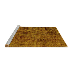 Sideview of Machine Washable Abstract Yellow Modern Rug, wshabs1978yw