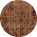 Round Abstract Brown Modern Rug, abs1978brn