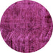 Round Machine Washable Abstract Pink Modern Rug, wshabs1978pnk