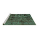 Sideview of Machine Washable Abstract Turquoise Modern Area Rugs, wshabs1978turq