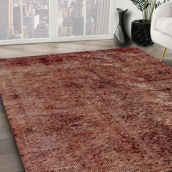 Abstract Saffron Red Modern Rug in Family Room, abs1978