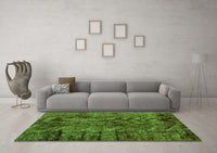 Machine Washable Abstract Green Modern Rug, wshabs1978grn