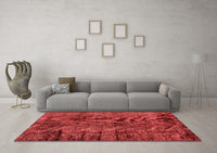 Machine Washable Abstract Red Modern Rug, wshabs1978red