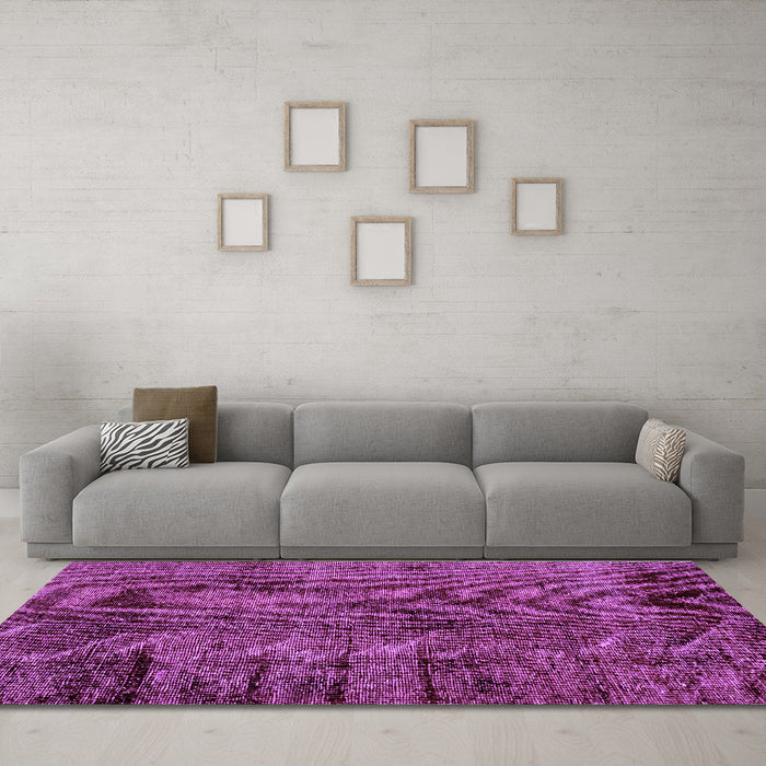 Machine Washable Abstract Purple Modern Area Rugs in a Living Room, wshabs1978pur