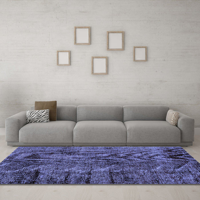 Machine Washable Abstract Blue Modern Rug in a Living Room, wshabs1978blu