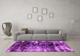 Machine Washable Abstract Pink Modern Rug in a Living Room, wshabs1979pnk