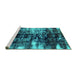 Sideview of Machine Washable Abstract Turquoise Modern Area Rugs, wshabs1979turq