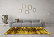 Machine Washable Abstract Yellow Modern Rug in a Living Room, wshabs1979yw