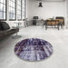 Round Abstract Plum Purple Modern Rug in a Office, abs1979