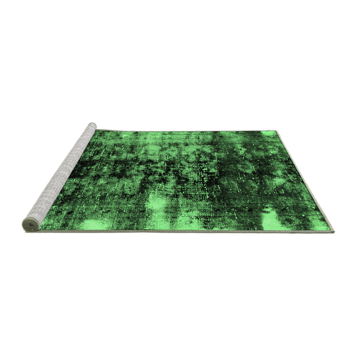 Sideview of Machine Washable Abstract Emerald Green Modern Area Rugs, wshabs1979emgrn