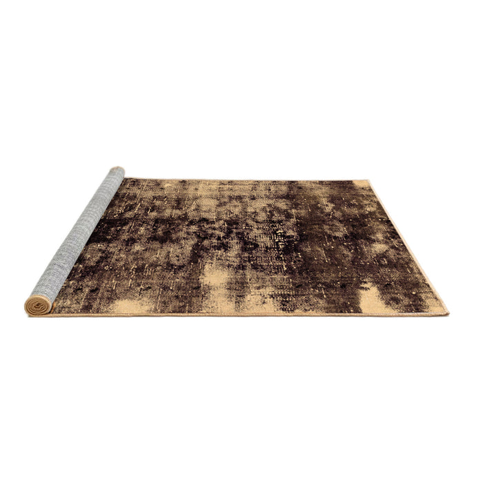 Sideview of Machine Washable Abstract Brown Modern Rug, wshabs1979brn