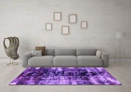 Machine Washable Abstract Purple Modern Area Rugs in a Living Room, wshabs1979pur