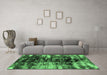 Machine Washable Abstract Emerald Green Modern Area Rugs in a Living Room,, wshabs1979emgrn