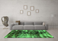 Machine Washable Abstract Green Modern Rug, wshabs1979grn