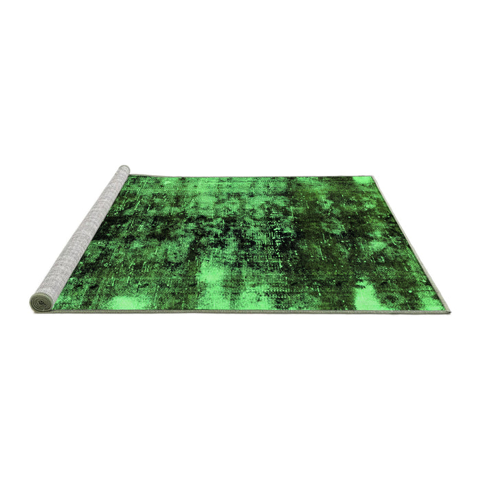 Sideview of Machine Washable Abstract Green Modern Area Rugs, wshabs1979grn