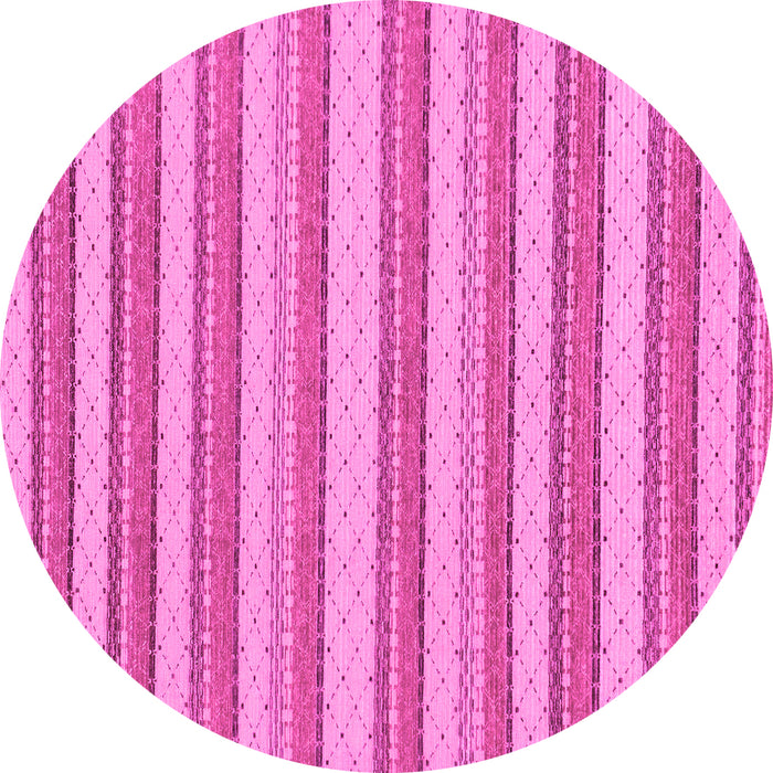 Round Machine Washable Solid Pink Modern Rug, wshabs197pnk