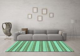 Machine Washable Solid Turquoise Modern Area Rugs in a Living Room,, wshabs197turq
