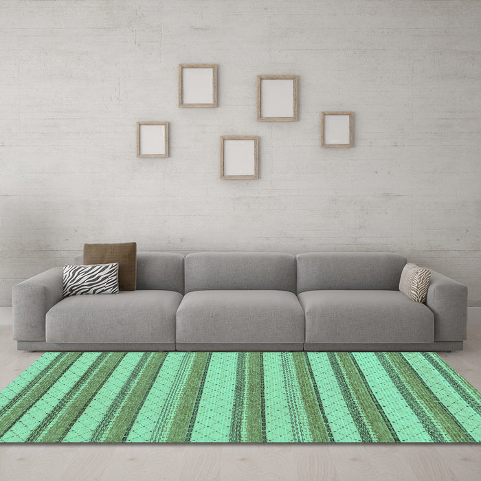Machine Washable Solid Turquoise Modern Area Rugs in a Living Room,, wshabs197turq