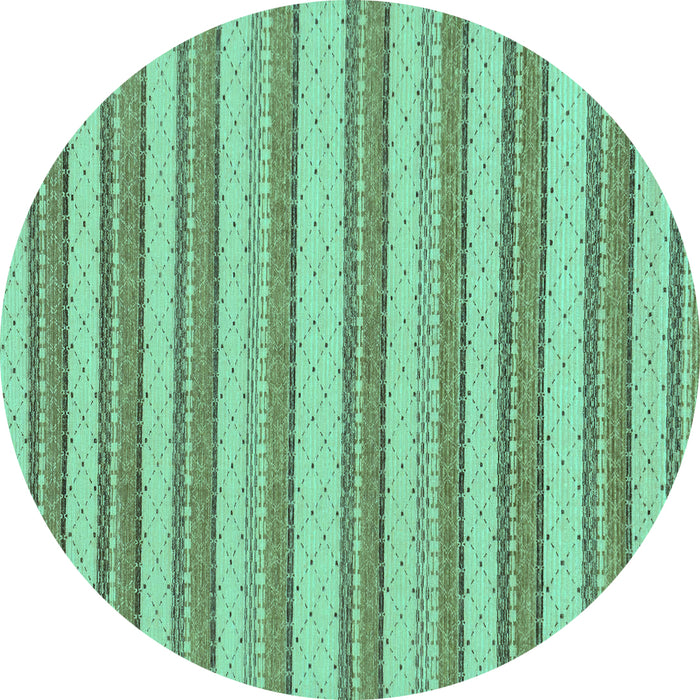 Round Machine Washable Solid Turquoise Modern Area Rugs, wshabs197turq