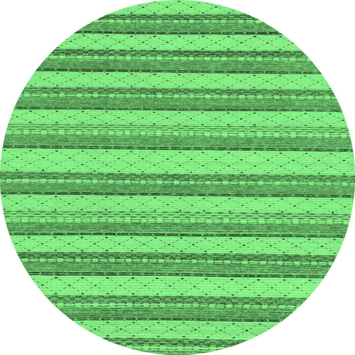 Round Machine Washable Solid Emerald Green Modern Area Rugs, wshabs197emgrn