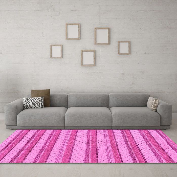 Machine Washable Solid Pink Modern Rug in a Living Room, wshabs197pnk
