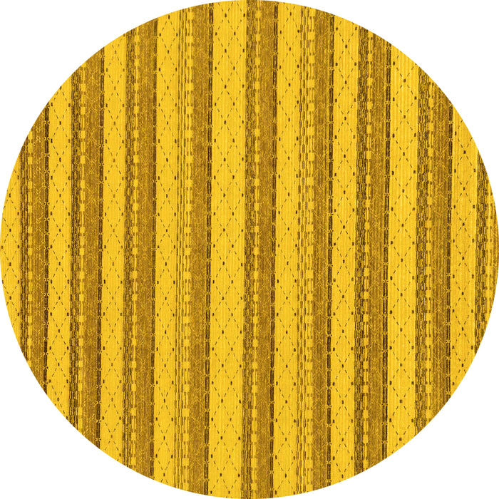 Round Machine Washable Solid Yellow Modern Rug, wshabs197yw