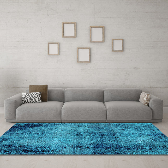 Machine Washable Abstract Light Blue Modern Rug in a Living Room, wshabs1980lblu