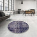 Round Abstract Plum Purple Modern Rug in a Office, abs1980