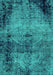 Machine Washable Abstract Turquoise Modern Area Rugs, wshabs1980turq