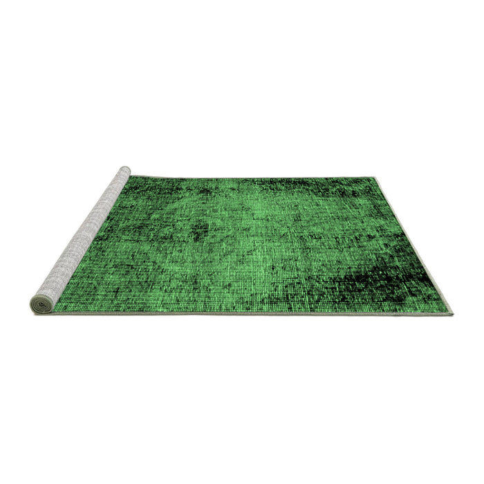 Sideview of Machine Washable Abstract Emerald Green Modern Area Rugs, wshabs1980emgrn