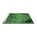 Sideview of Machine Washable Abstract Emerald Green Modern Area Rugs, wshabs1980emgrn