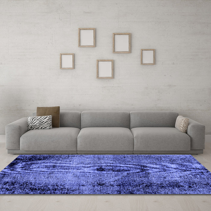 Machine Washable Abstract Blue Modern Rug in a Living Room, wshabs1980blu