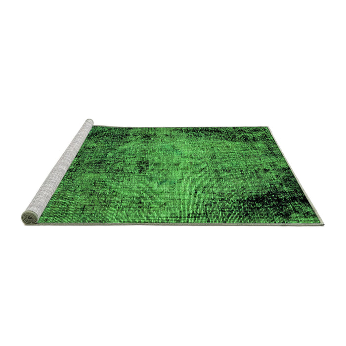 Sideview of Machine Washable Abstract Green Modern Area Rugs, wshabs1980grn