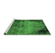 Sideview of Machine Washable Abstract Green Modern Area Rugs, wshabs1980grn