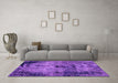 Machine Washable Abstract Purple Modern Area Rugs in a Living Room, wshabs1980pur