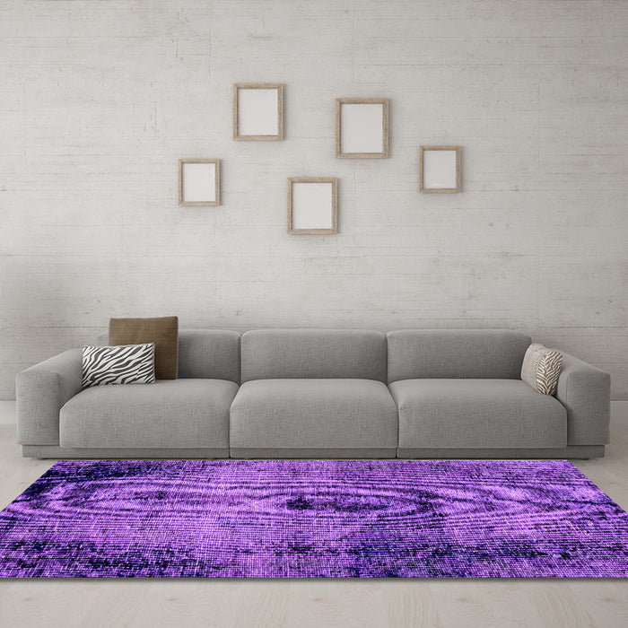 Machine Washable Abstract Purple Modern Area Rugs in a Living Room, wshabs1980pur