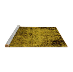 Sideview of Machine Washable Abstract Yellow Modern Rug, wshabs1980yw