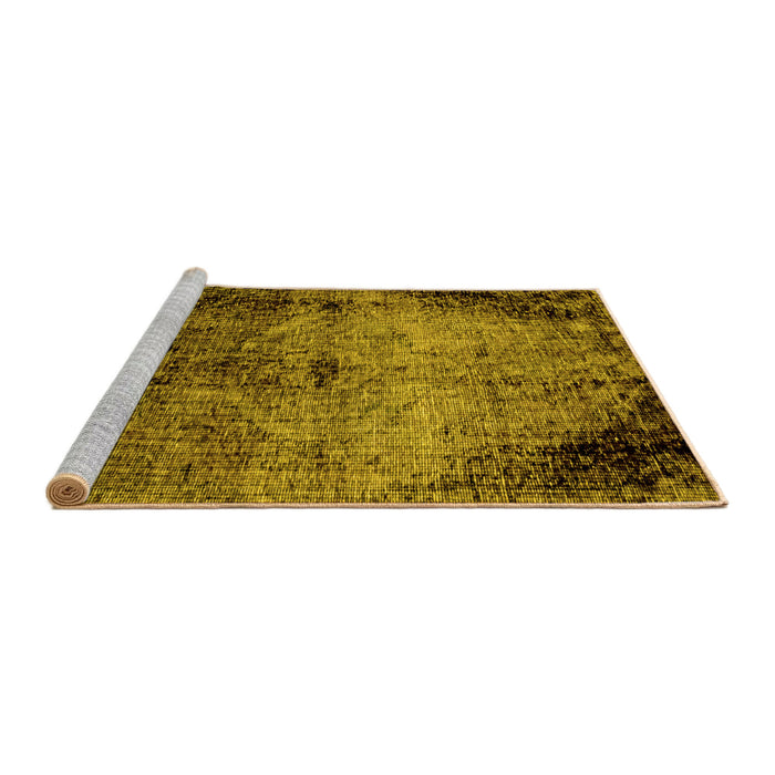 Sideview of Machine Washable Abstract Yellow Modern Rug, wshabs1980yw