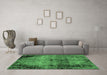 Machine Washable Abstract Emerald Green Modern Area Rugs in a Living Room,, wshabs1980emgrn